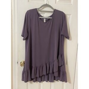 Zenana Outfitters Purple Ruffle Hem Women's Top 2 X